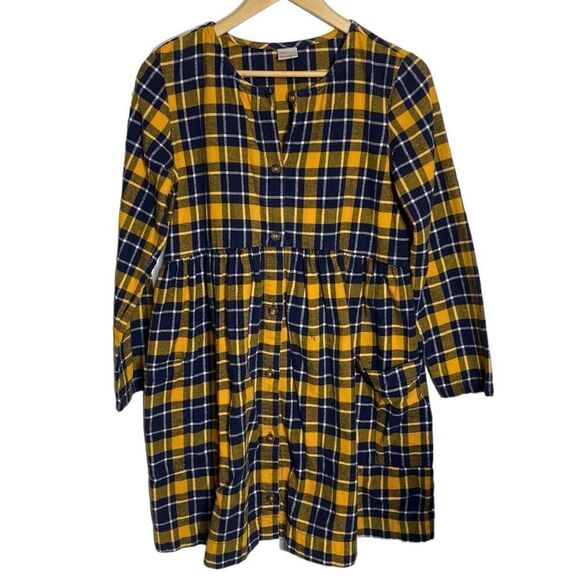 HANNA ANDERSSON Plaid Flannel Button Front Dress - Picture 1 of 6